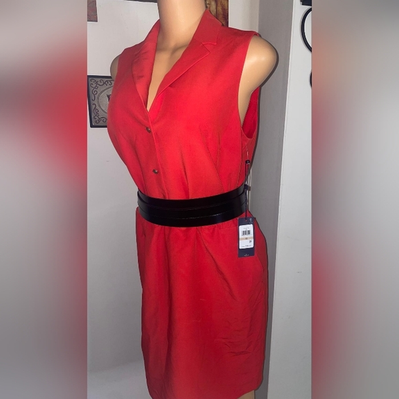 NWT TOMMY HILFIGER RED DRESS SLEEVELESS SIZE 12 belt no included - Picture 4 of 7